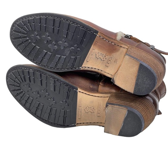 Blackstone Winter Warm Cozy Brown Leather Shearling Buckle Ankle Bootie SZ 6 NEW - Picture 5 of 10
